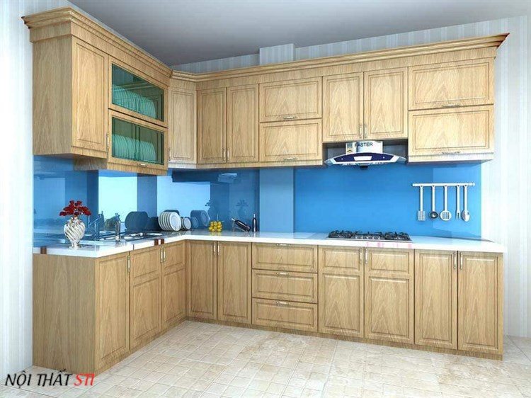       Tủ bếp gỗ sồi Nga - STI15
