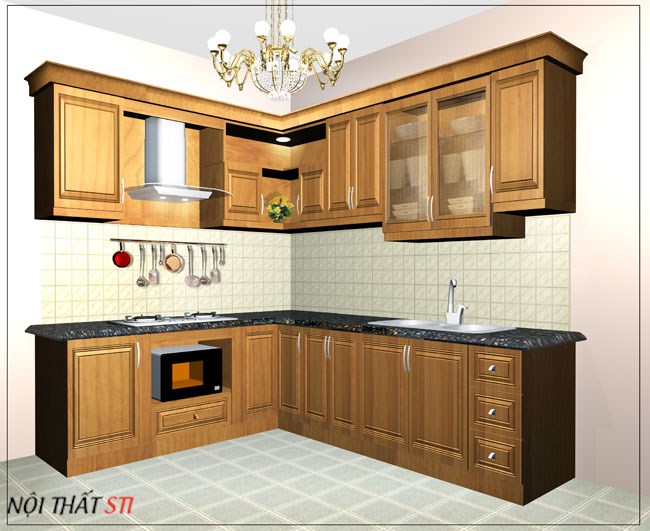       Tủ bếp gỗ sồi Mỹ - STI21