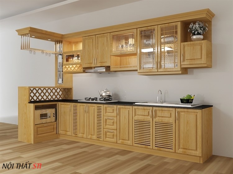       Tủ bếp gỗ sồi Mỹ - STI30