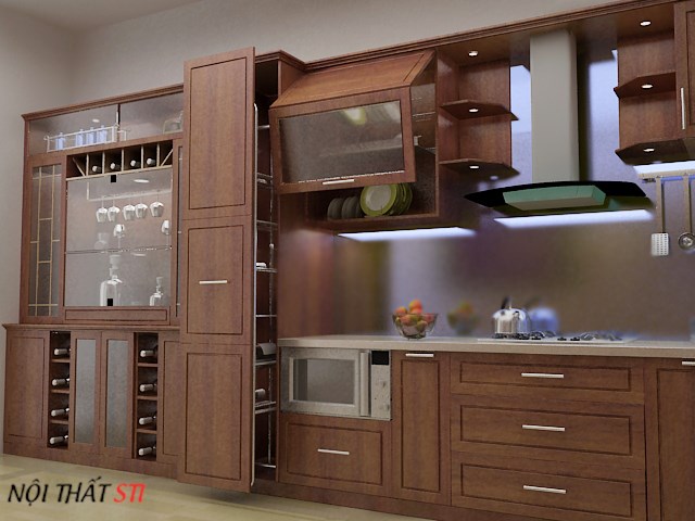       Tủ bếp gỗ dổi - STI24
