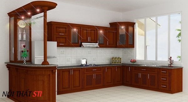       Tủ bếp gỗ Xoan Đào - STI3